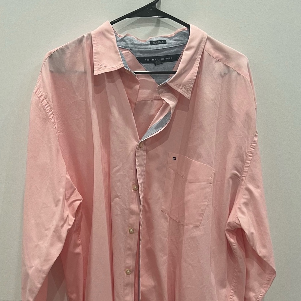 Tommy Hilfiger 80’s 2-Ply Pink Button-Down Dress Shirt Men’s XXL Classic Fit
